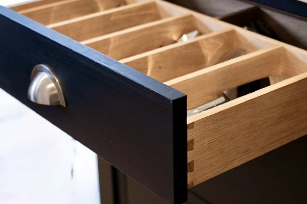 Wooden drawer in the kitchen